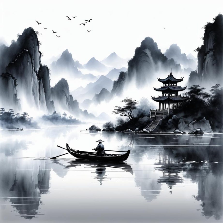 水墨山水的宁静-23766