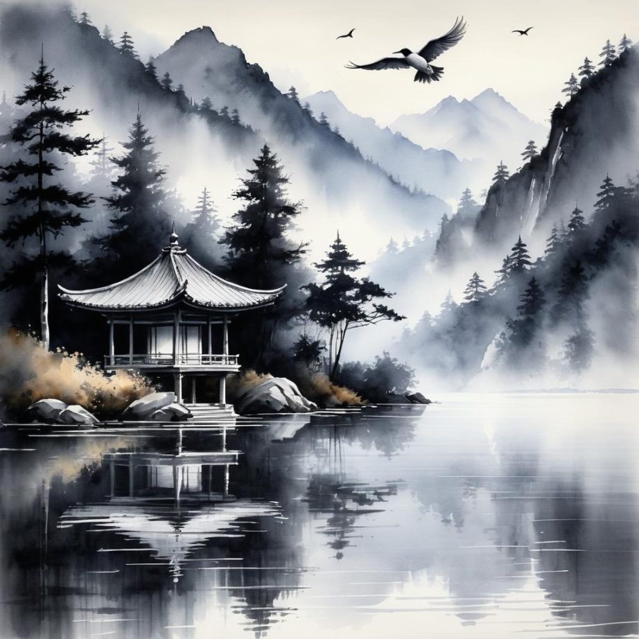 水墨山水的静谧-24142